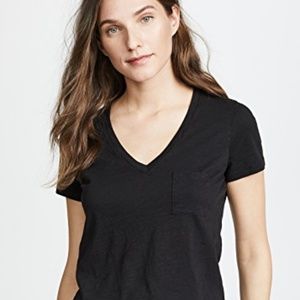 Madewell whisper cotton pocket v neck tee in black